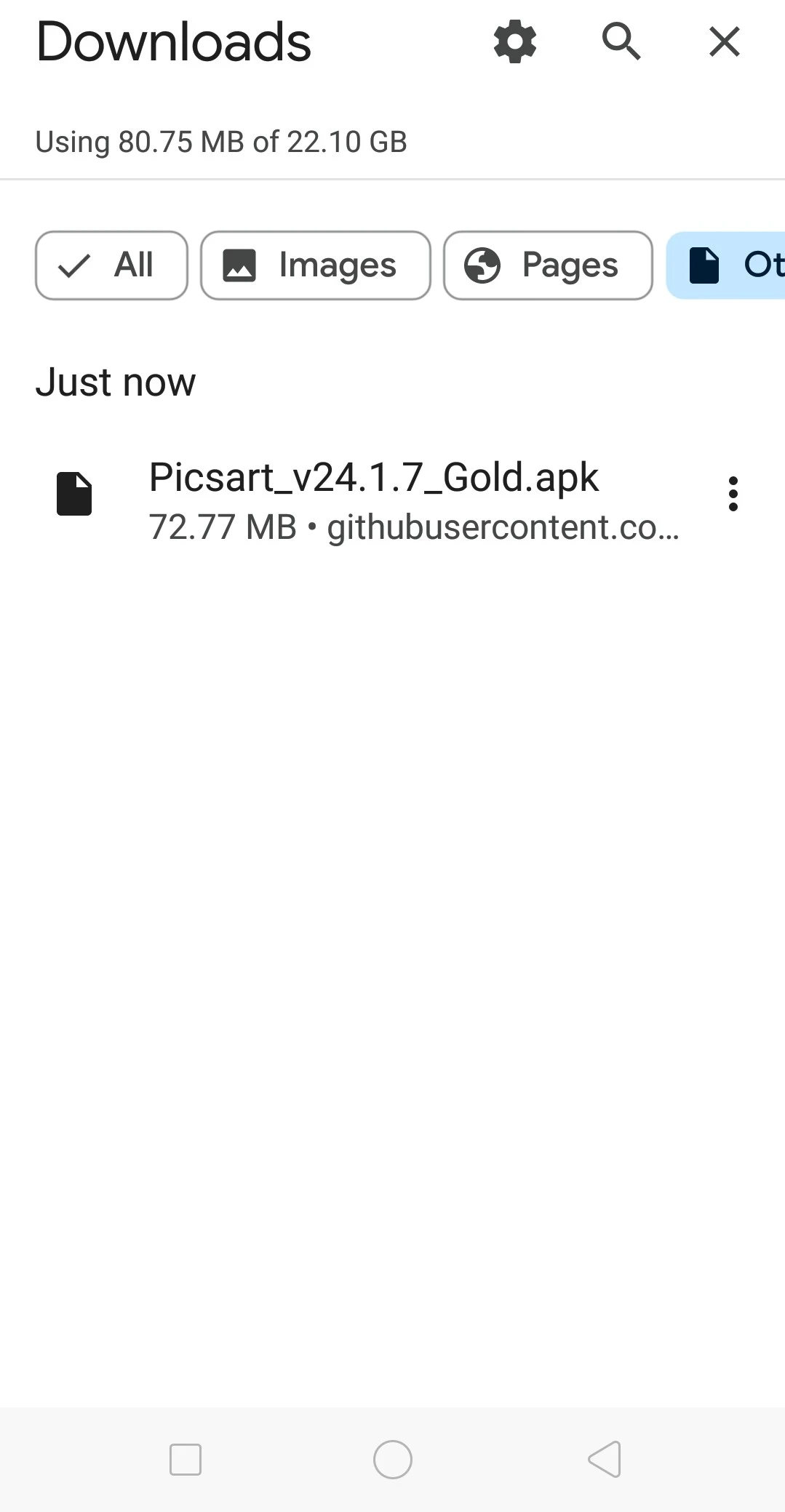 Downloading file of the app 