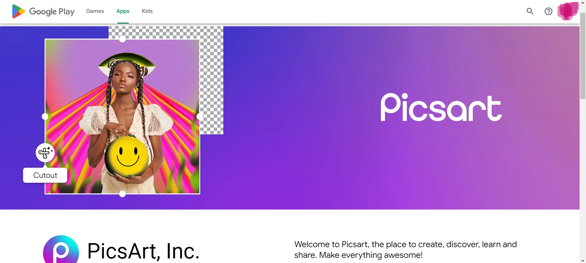 Picsart official app on Pc 